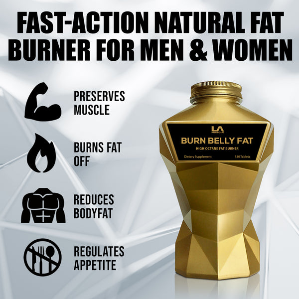 LA Muscle Burn Belly Fat High Octane Fat Burner, Fast-action natural fat burner for men and women, preserves muscle, burns fat, reduces body fat, regulates appetite