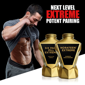 LA Muscle Extreme Definition stack, next level extreme potent pairing, Norateen Extreme, Six Pack Pill Extreme, image of a fit and muscular man