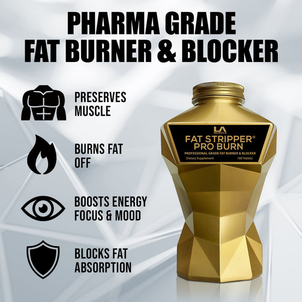 LA Muscle Fat Stripper Pro Burn Professional Grade Fat Burner and Blocker, Pharma Grade Fat Burner and blocker, preserves muscle, burns fat, boosts energy, focus and mood, blocks fat absorption