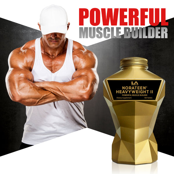 LA Muscle Norateen Heavyweight 2 powerful muscle builder. Image of a fit and muscular man